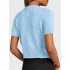 image:imagePRETTYGARDEN Womens Casual Summer Short Sleeve Cardigans 2026 Button Down Knitted Sweater Basic Crew Neck Crop TopsLight Blue