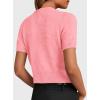 image:imagePRETTYGARDEN Womens Casual Summer Short Sleeve Cardigans 2026 Button Down Knitted Sweater Basic Crew Neck Crop TopsPink