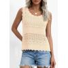 image:imagePRETTYGARDEN Womens Crochet Tank Tops 2026 Summer Spring Sleeveless Tops Cute Sweater Vest Trendy Boho Beach Vacation ClothesBeige