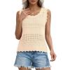 image:imagePRETTYGARDEN Womens Crochet Tank Tops 2026 Summer Spring Sleeveless Tops Cute Sweater Vest Trendy Boho Beach Vacation ClothesBeige