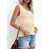 image:imagePRETTYGARDEN Womens Crochet Tank Tops 2026 Summer Spring Sleeveless Tops Cute Sweater Vest Trendy Boho Beach Vacation ClothesBeige