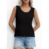 image:imagePRETTYGARDEN Womens Crochet Tank Tops 2026 Summer Spring Sleeveless Tops Cute Sweater Vest Trendy Boho Beach Vacation ClothesBlack