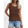 image:imagePRETTYGARDEN Womens Crochet Tank Tops 2026 Summer Spring Sleeveless Tops Cute Sweater Vest Trendy Boho Beach Vacation ClothesBrown