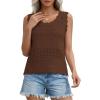 image:imagePRETTYGARDEN Womens Crochet Tank Tops 2026 Summer Spring Sleeveless Tops Cute Sweater Vest Trendy Boho Beach Vacation ClothesBrown