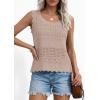 image:imagePRETTYGARDEN Womens Crochet Tank Tops 2026 Summer Spring Sleeveless Tops Cute Sweater Vest Trendy Boho Beach Vacation ClothesKhaki