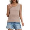 image:imagePRETTYGARDEN Womens Crochet Tank Tops 2026 Summer Spring Sleeveless Tops Cute Sweater Vest Trendy Boho Beach Vacation ClothesKhaki