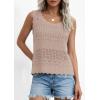 image:imagePRETTYGARDEN Womens Crochet Tank Tops 2026 Summer Spring Sleeveless Tops Cute Sweater Vest Trendy Boho Beach Vacation ClothesKhaki