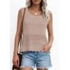 image:imagePRETTYGARDEN Womens Crochet Tank Tops 2026 Summer Spring Sleeveless Tops Cute Sweater Vest Trendy Boho Beach Vacation ClothesKhaki