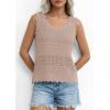 image:imagePRETTYGARDEN Womens Crochet Tank Tops 2026 Summer Spring Sleeveless Tops Cute Sweater Vest Trendy Boho Beach Vacation ClothesKhaki