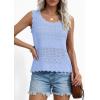 image:imagePRETTYGARDEN Womens Crochet Tank Tops 2026 Summer Spring Sleeveless Tops Cute Sweater Vest Trendy Boho Beach Vacation ClothesLight Blue