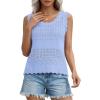 image:imagePRETTYGARDEN Womens Crochet Tank Tops 2026 Summer Spring Sleeveless Tops Cute Sweater Vest Trendy Boho Beach Vacation ClothesLight Blue