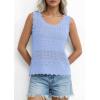 image:imagePRETTYGARDEN Womens Crochet Tank Tops 2026 Summer Spring Sleeveless Tops Cute Sweater Vest Trendy Boho Beach Vacation ClothesLight Blue