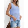 image:imagePRETTYGARDEN Womens Crochet Tank Tops 2026 Summer Spring Sleeveless Tops Cute Sweater Vest Trendy Boho Beach Vacation ClothesLight Blue