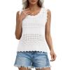 image:imagePRETTYGARDEN Womens Crochet Tank Tops 2026 Summer Spring Sleeveless Tops Cute Sweater Vest Trendy Boho Beach Vacation ClothesWhite