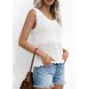 image:imagePRETTYGARDEN Womens Crochet Tank Tops 2026 Summer Spring Sleeveless Tops Cute Sweater Vest Trendy Boho Beach Vacation ClothesWhite