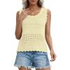 image:imagePRETTYGARDEN Womens Crochet Tank Tops 2026 Summer Spring Sleeveless Tops Cute Sweater Vest Trendy Boho Beach Vacation ClothesYellow