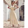 image:imagePRETTYGARDEN Womens Dresses 2026 Summer Maxi Dress Boho Short Sleeve V Neck Swiss Dot Ruffle Tiered Smocked Flowy Long DressApricot