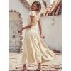 image:imagePRETTYGARDEN Womens Dresses 2026 Summer Maxi Dress Boho Short Sleeve V Neck Swiss Dot Ruffle Tiered Smocked Flowy Long DressApricot