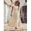 image:imagePRETTYGARDEN Womens Dresses 2026 Summer Maxi Dress Boho Short Sleeve V Neck Swiss Dot Ruffle Tiered Smocked Flowy Long DressApricot