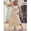 image:imagePRETTYGARDEN Womens Dresses 2026 Summer Maxi Dress Boho Short Sleeve V Neck Swiss Dot Ruffle Tiered Smocked Flowy Long DressApricot