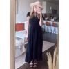 image:imagePRETTYGARDEN Womens Dresses 2026 Summer Maxi Dress Boho Short Sleeve V Neck Swiss Dot Ruffle Tiered Smocked Flowy Long DressBlack