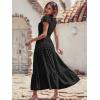 image:imagePRETTYGARDEN Womens Dresses 2026 Summer Maxi Dress Boho Short Sleeve V Neck Swiss Dot Ruffle Tiered Smocked Flowy Long DressBlack