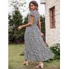 image:imagePRETTYGARDEN Womens Dresses 2026 Summer Maxi Dress Boho Short Sleeve V Neck Swiss Dot Ruffle Tiered Smocked Flowy Long DressBlack Apricot