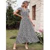 image:imagePRETTYGARDEN Womens Dresses 2026 Summer Maxi Dress Boho Short Sleeve V Neck Swiss Dot Ruffle Tiered Smocked Flowy Long DressBlack Apricot