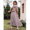 image:imagePRETTYGARDEN Womens Dresses 2026 Summer Maxi Dress Boho Short Sleeve V Neck Swiss Dot Ruffle Tiered Smocked Flowy Long DressCoffee Pink