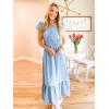 image:imagePRETTYGARDEN Womens Dresses 2026 Summer Maxi Dress Boho Short Sleeve V Neck Swiss Dot Ruffle Tiered Smocked Flowy Long DressLight Blue