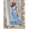 image:imagePRETTYGARDEN Womens Dresses 2026 Summer Maxi Dress Boho Short Sleeve V Neck Swiss Dot Ruffle Tiered Smocked Flowy Long DressLight Blue