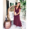 image:imagePRETTYGARDEN Womens Dresses 2026 Summer Maxi Dress Boho Short Sleeve V Neck Swiss Dot Ruffle Tiered Smocked Flowy Long DressWine Red