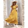 image:imagePRETTYGARDEN Womens Dresses 2026 Summer Maxi Dress Boho Short Sleeve V Neck Swiss Dot Ruffle Tiered Smocked Flowy Long DressYellow