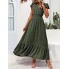 image:imagePRETTYGARDEN Womens Dresses 2026 Summer Maxi Dress Boho Short Sleeve V Neck Swiss Dot Ruffle Tiered Smocked Flowy Long DressZ02army Green