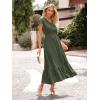 image:imagePRETTYGARDEN Womens Dresses 2026 Summer Maxi Dress Boho Short Sleeve V Neck Swiss Dot Ruffle Tiered Smocked Flowy Long DressZ02army Green