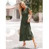 image:imagePRETTYGARDEN Womens Dresses 2026 Summer Maxi Dress Boho Short Sleeve V Neck Swiss Dot Ruffle Tiered Smocked Flowy Long DressZ02army Green