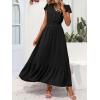 image:imagePRETTYGARDEN Womens Dresses 2026 Summer Maxi Dress Boho Short Sleeve V Neck Swiss Dot Ruffle Tiered Smocked Flowy Long DressZ02black