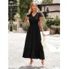image:imagePRETTYGARDEN Womens Dresses 2026 Summer Maxi Dress Boho Short Sleeve V Neck Swiss Dot Ruffle Tiered Smocked Flowy Long DressZ02black