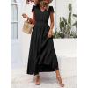 image:imagePRETTYGARDEN Womens Dresses 2026 Summer Maxi Dress Boho Short Sleeve V Neck Swiss Dot Ruffle Tiered Smocked Flowy Long DressZ02black