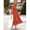 image:imagePRETTYGARDEN Womens Dresses 2026 Summer Maxi Dress Boho Short Sleeve V Neck Swiss Dot Ruffle Tiered Smocked Flowy Long DressZ02burnt Orange