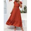 image:imagePRETTYGARDEN Womens Dresses 2026 Summer Maxi Dress Boho Short Sleeve V Neck Swiss Dot Ruffle Tiered Smocked Flowy Long DressZ02burnt Orange