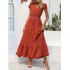 image:imagePRETTYGARDEN Womens Dresses 2026 Summer Maxi Dress Boho Short Sleeve V Neck Swiss Dot Ruffle Tiered Smocked Flowy Long DressZ02burnt Orange