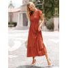 image:imagePRETTYGARDEN Womens Dresses 2026 Summer Maxi Dress Boho Short Sleeve V Neck Swiss Dot Ruffle Tiered Smocked Flowy Long DressZ02burnt Orange