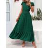 image:imagePRETTYGARDEN Womens Dresses 2026 Summer Maxi Dress Boho Short Sleeve V Neck Swiss Dot Ruffle Tiered Smocked Flowy Long DressZ02dark Green