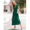image:imagePRETTYGARDEN Womens Dresses 2026 Summer Maxi Dress Boho Short Sleeve V Neck Swiss Dot Ruffle Tiered Smocked Flowy Long DressZ02dark Green
