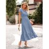 image:imagePRETTYGARDEN Womens Dresses 2026 Summer Maxi Dress Boho Short Sleeve V Neck Swiss Dot Ruffle Tiered Smocked Flowy Long DressZ02grey Blue