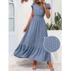 image:imagePRETTYGARDEN Womens Dresses 2026 Summer Maxi Dress Boho Short Sleeve V Neck Swiss Dot Ruffle Tiered Smocked Flowy Long DressZ02grey Blue