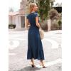 image:imagePRETTYGARDEN Womens Dresses 2026 Summer Maxi Dress Boho Short Sleeve V Neck Swiss Dot Ruffle Tiered Smocked Flowy Long DressZ02navy