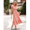 image:imagePRETTYGARDEN Womens Dresses 2026 Summer Maxi Dress Boho Short Sleeve V Neck Swiss Dot Ruffle Tiered Smocked Flowy Long DressZ02pink