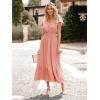 image:imagePRETTYGARDEN Womens Dresses 2026 Summer Maxi Dress Boho Short Sleeve V Neck Swiss Dot Ruffle Tiered Smocked Flowy Long DressZ02pink